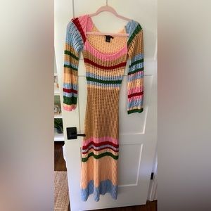 Rainbow Striped Bodycon Knit Dress